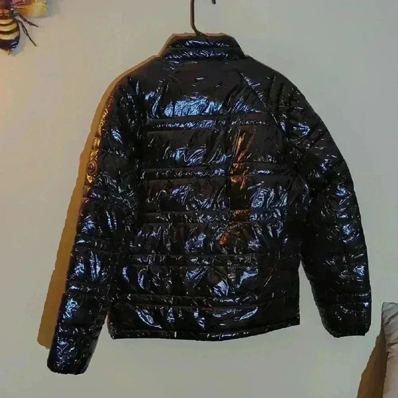 Shiny Black Puffer Jacket - Picture 3 of 9